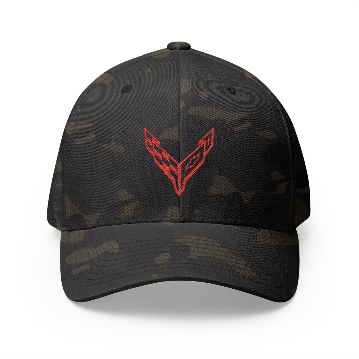 Corvette C8 Logo Red Edition  Baseball Cap Black