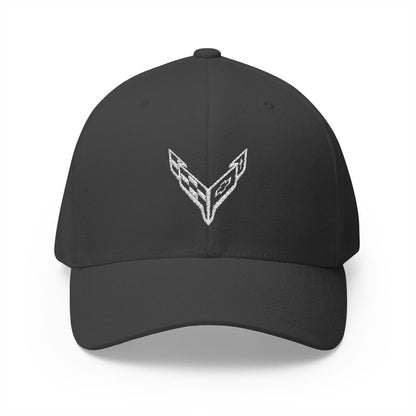 Corvette C8 Logo White Edition  Baseball Cap Black