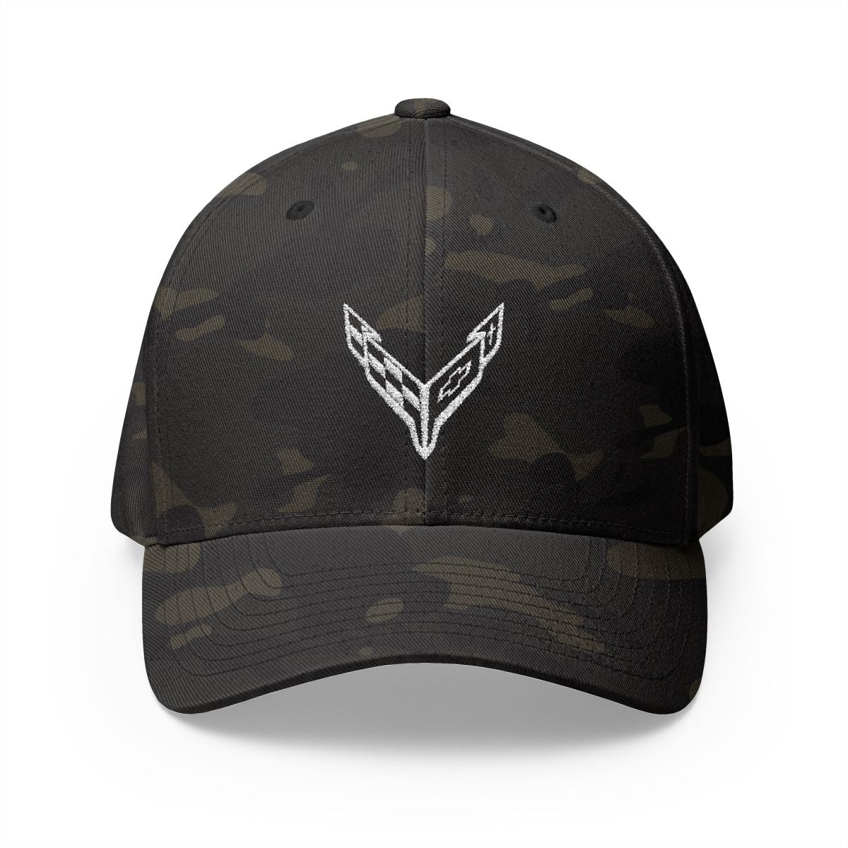 Corvette C8 Logo White Edition  Baseball Cap Black