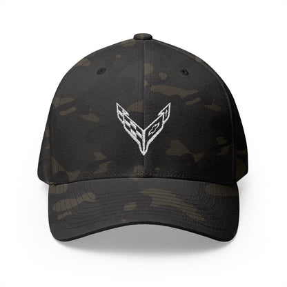 Corvette C8 Logo White Edition  Baseball Cap Black