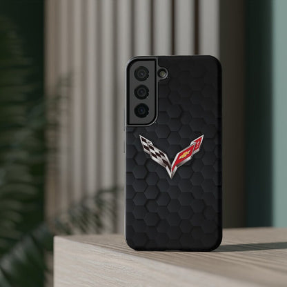 Corvette iPhone Case - Corvette Samsung Phone Case - Cell Phone Case - Impact Resistant - Rubber Liner - Matte or Glossy - C7 Logo