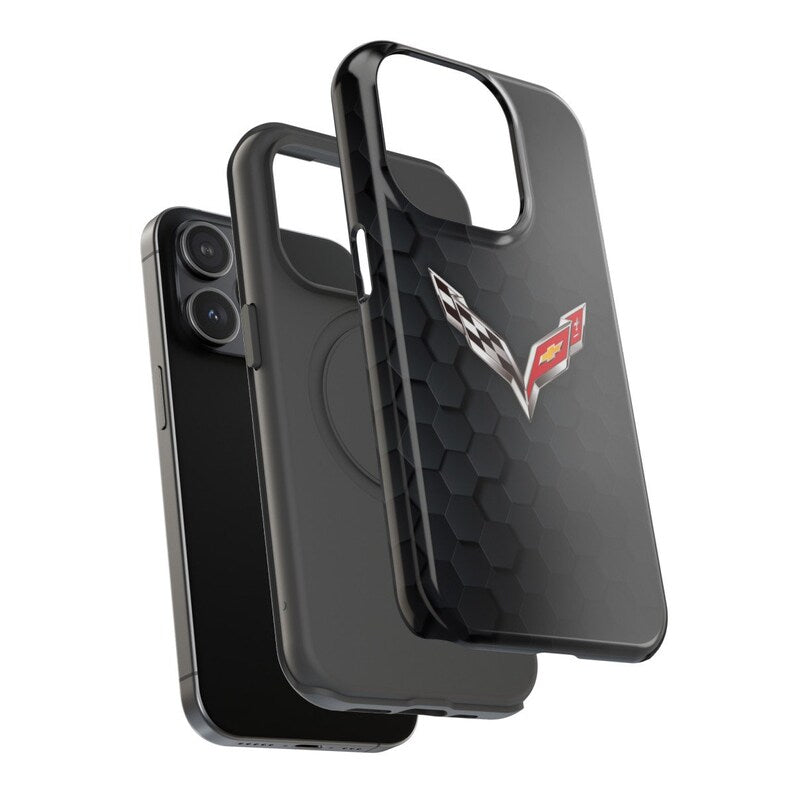 Corvette iPhone Case - Corvette Samsung Phone Case - Cell Phone Case - Impact Resistant - Rubber Liner - Matte or Glossy - C7 Logo