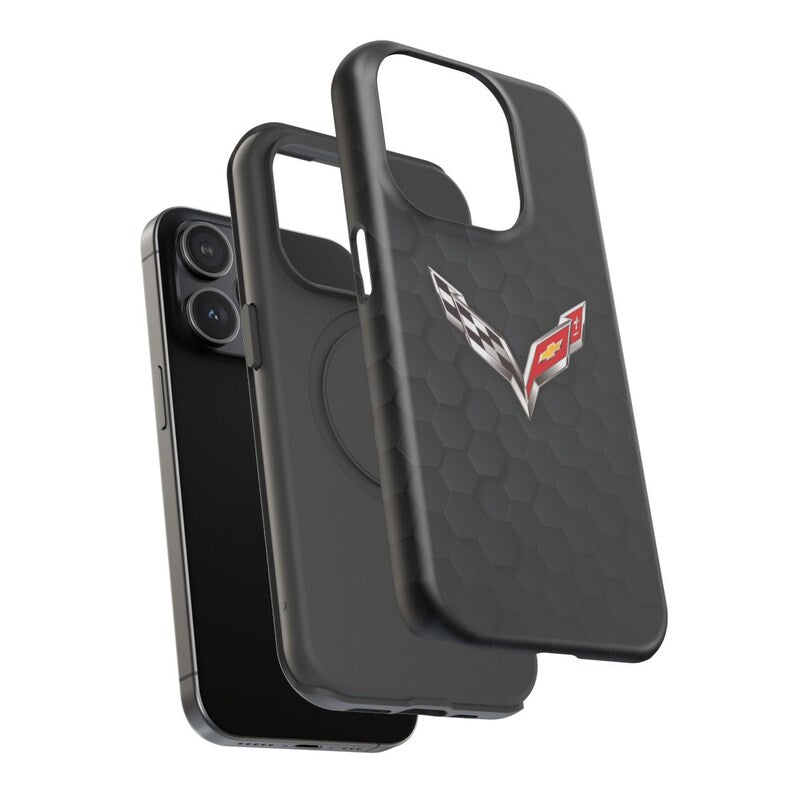 Corvette iPhone Case - Corvette Samsung Phone Case - Cell Phone Case - Impact Resistant - Rubber Liner - Matte or Glossy - C7 Logo