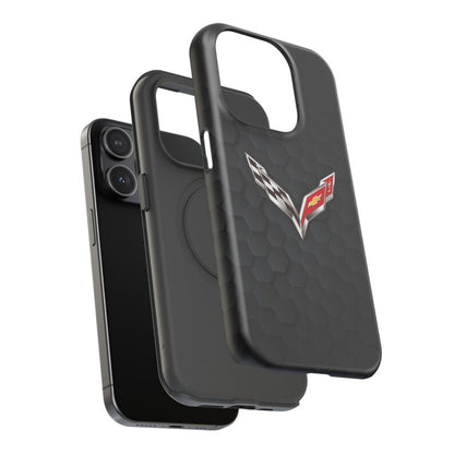 Corvette iPhone Case - Corvette Samsung Phone Case - Cell Phone Case - Impact Resistant - Rubber Liner - Matte or Glossy - C7 Logo