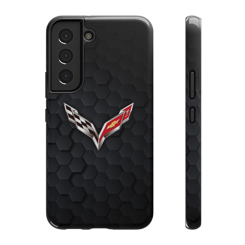 Corvette iPhone Case - Corvette Samsung Phone Case - Cell Phone Case - Impact Resistant - Rubber Liner - Matte or Glossy - C7 Logo