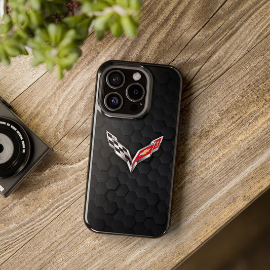 Corvette iPhone Case - Corvette Samsung Phone Case - Cell Phone Case - Impact Resistant - Rubber Liner - Matte or Glossy - C7 Logo