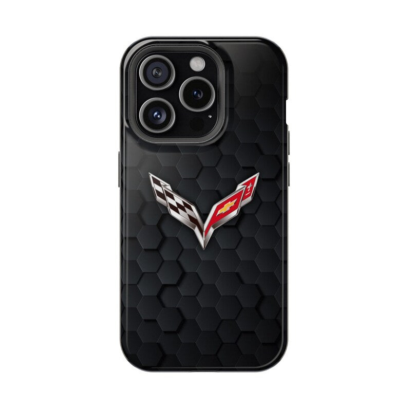 Corvette iPhone Case - Corvette Samsung Phone Case - Cell Phone Case - Impact Resistant - Rubber Liner - Matte or Glossy - C7 Logo