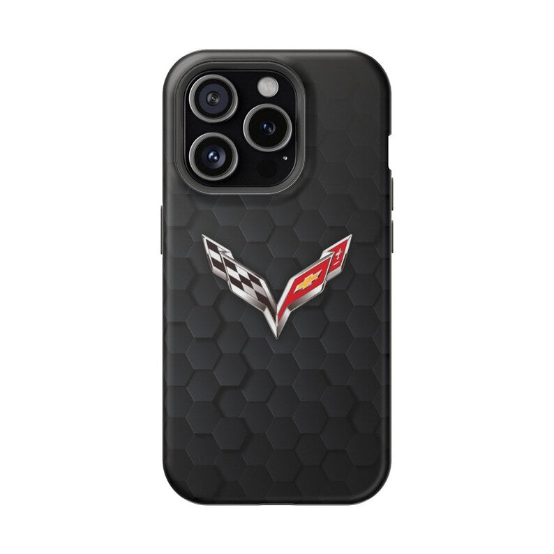 Corvette iPhone Case - Corvette Samsung Phone Case - Cell Phone Case - Impact Resistant - Rubber Liner - Matte or Glossy - C7 Logo
