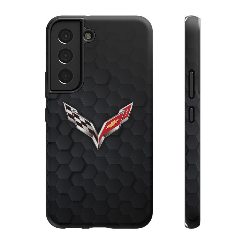 Corvette iPhone Case - Corvette Samsung Phone Case - Cell Phone Case - Impact Resistant - Rubber Liner - Matte or Glossy - C7 Logo