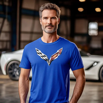 Corvette T-Shirt, Corvette Logo, Chrome C7 Emblem, Bella and Canvas Soft Tee, Corvette Apparel, Graphic Tee