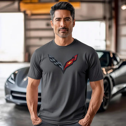 Corvette T-Shirt, Corvette Logo, Black C7 Emblem, Bella and Canvas Soft Tee, Corvette Apparel, Graphic Tee