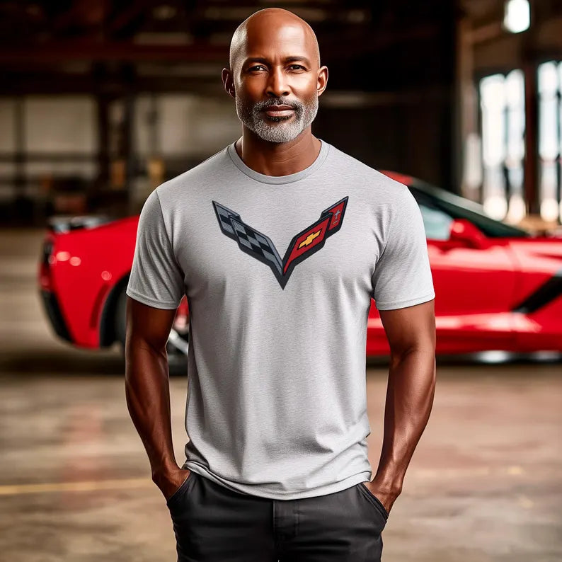 Corvette T-Shirt, Corvette Logo, Black C7 Emblem, Bella and Canvas Soft Tee, Corvette Apparel, Graphic Tee