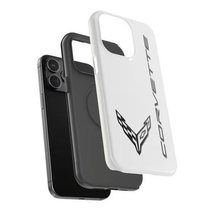 Corvette C8 iPhone Case - Corvette Samsung Phone Case - Cell Phone Case - Impact Resistant - Rubber Liner - Matte or Glossy- White Case