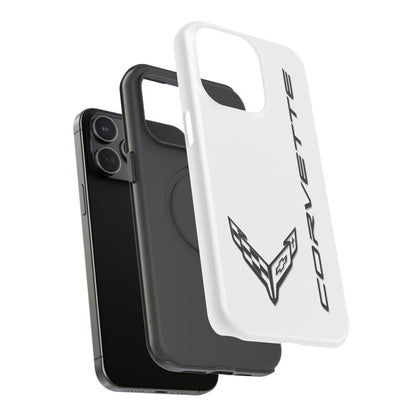 Corvette C8 iPhone Case - Corvette Samsung Phone Case - Cell Phone Case - Impact Resistant - Rubber Liner - Matte or Glossy- White Case