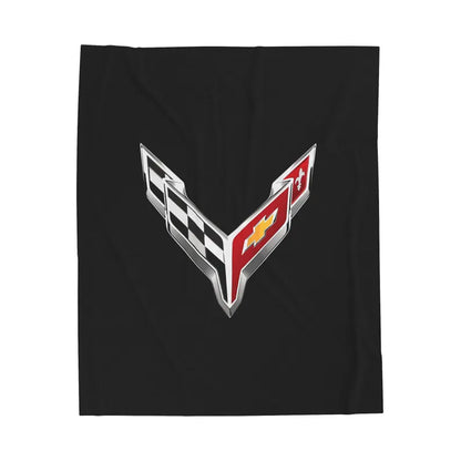 Corvette Blanket, C8 Corvette Gifts, Car Enthusist , Soft Blanket, Corvette Logo, Velveteen Blanket, Car Guy Gifts, Corvette Accessory