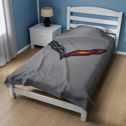 Corvette Blanket, C7 Corvette Gifts, Car Enthusist, Soft Blanket, Corvette Logo, Velveteen Blanket, Car Guy Gifts, Corvette Accessory