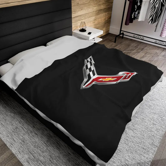 Corvette Blanket, C8 Corvette Gifts, Car Enthusist , Soft Blanket, Corvette Logo, Velveteen Blanket, Car Guy Gifts, Corvette Accessory