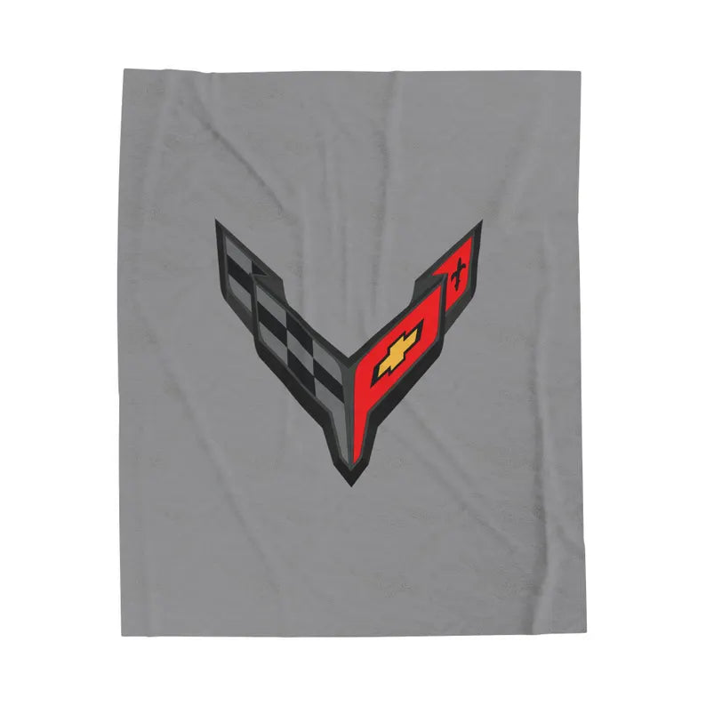Corvette Blanket, C8 Corvette Gifts, Car Enthusist , Soft Blanket, Corvette Logo, Velveteen Blanket, Car Guy Gifts, Corvette Accessory