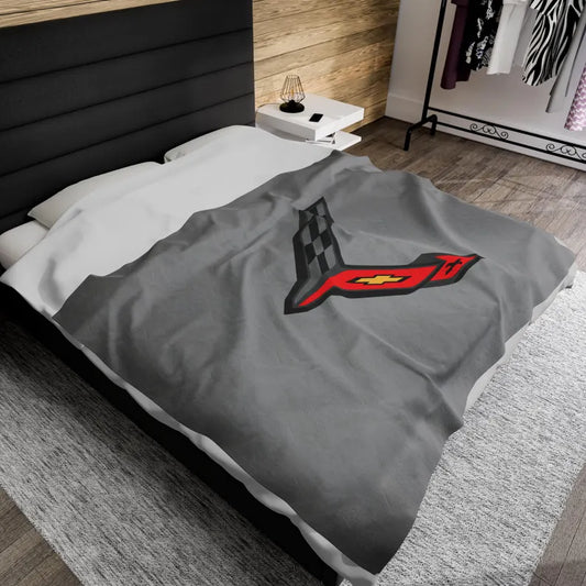 Corvette Blanket, C8 Corvette Gifts, Car Enthusist , Soft Blanket, Corvette Logo, Velveteen Blanket, Car Guy Gifts, Corvette Accessory