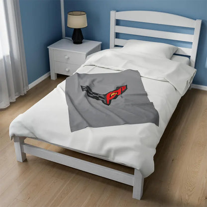 Corvette Blanket, C8 Corvette Gifts, Car Enthusist , Soft Blanket, Corvette Logo, Velveteen Blanket, Car Guy Gifts, Corvette Accessory