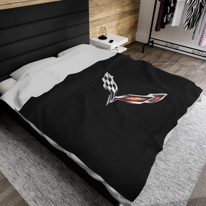 Corvette Blanket, C7 Corvette Gifts, Car Enthusist , Soft Blanket, Corvette Logo, Velveteen Blanket, Car Guy Gifts, Corvette Accessory
