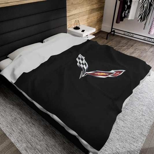 Corvette Blanket, C7 Corvette Gifts, Car Enthusist , Soft Blanket, Corvette Logo, Velveteen Blanket, Car Guy Gifts, Corvette Accessory