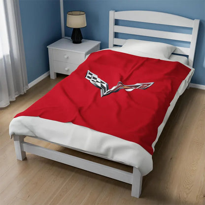 Corvette Blanket, C7 Corvette Gifts, Car Enthusist, Soft Blanket, Corvette Logo, Velveteen Blanket, Car Guy Gifts, Corvette Accessory