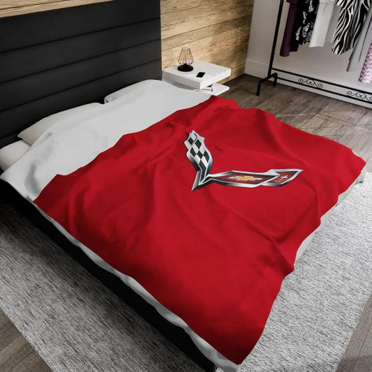 Corvette Blanket, C7 Corvette Gifts, Car Enthusist, Soft Blanket, Corvette Logo, Velveteen Blanket, Car Guy Gifts, Corvette Accessory