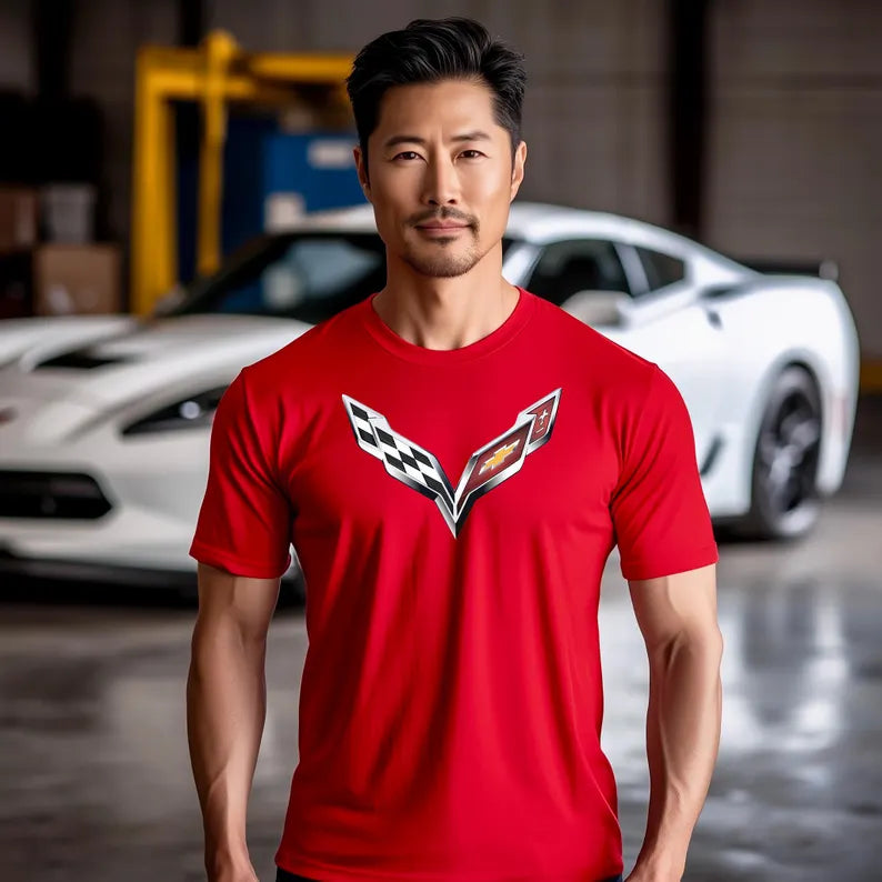 Corvette T-Shirt, Corvette Logo, Chrome C7 Emblem, Bella and Canvas Soft Tee, Corvette Apparel, Graphic Tee