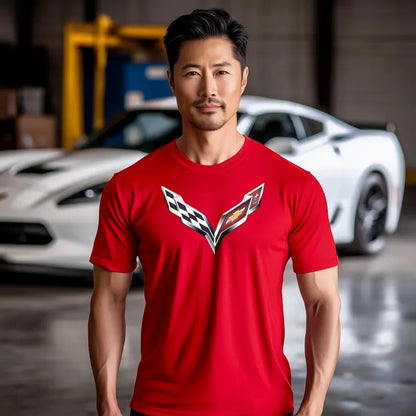 Corvette T-Shirt, Corvette Logo, Chrome C7 Emblem, Bella and Canvas Soft Tee, Corvette Apparel, Graphic Tee