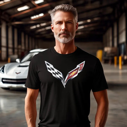 Corvette T-Shirt, Corvette Logo, Chrome C7 Emblem, Bella and Canvas Soft Tee, Corvette Apparel, Graphic Tee
