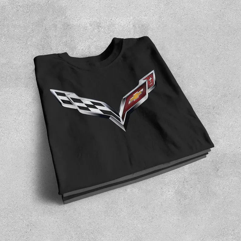 Corvette T-Shirt, Corvette Logo, Chrome C7 Emblem, Bella and Canvas Soft Tee, Corvette Apparel, Graphic Tee