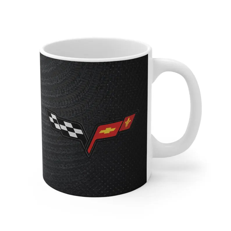 Corvette Coffee Mug - Corvette Ceramic Mug - 11oz. Coffee Mug - Chevy Corvette Mug - Microwave-Safe - Gift for Car Enthusiasts - C6 Logo