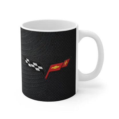 Corvette Coffee Mug - Corvette Ceramic Mug - 11oz. Coffee Mug - Chevy Corvette Mug - Microwave-Safe - Gift for Car Enthusiasts - C6 Logo