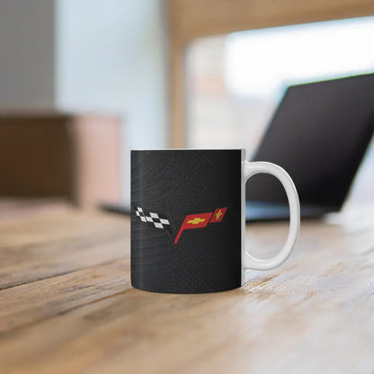Corvette Coffee Mug - Corvette Ceramic Mug - 11oz. Coffee Mug - Chevy Corvette Mug - Microwave-Safe - Gift for Car Enthusiasts - C6 Logo
