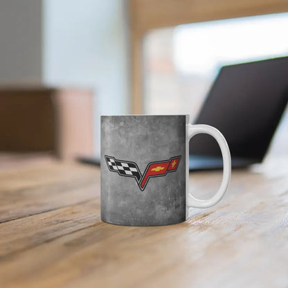 Corvette Coffee Mug - Corvette Ceramic Mug - 11oz. Coffee Mug - Chevy Corvette Mug - Microwave-Safe - Gift for Car Enthusiasts - C6 Logo