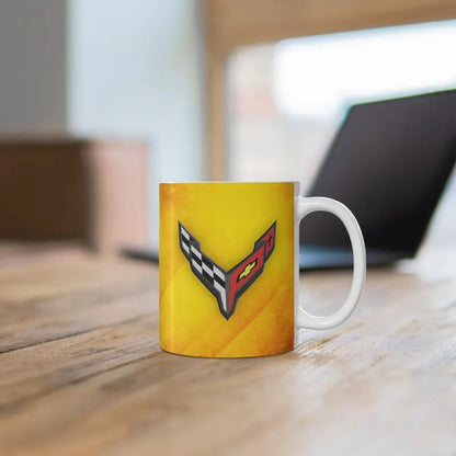 Corvette Coffee Mug - Corvette Ceramic Mug - 11oz. Coffee Mug - Chevy Corvette Mug - Microwave-Safe - Gift for Car Enthusiasts - C8 Logo