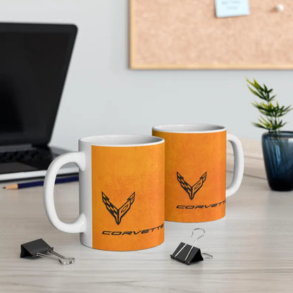 Corvette Coffee Mug - Corvette Ceramic Mug - 11oz. Coffee Mug - Chevy Corvette Mug - Microwave-Safe - Gift for Car Enthusiasts - C8 Logo