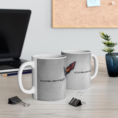 Corvette Coffee Mug - Corvette Ceramic Mug - 11oz. Coffee Mug - Chevy Corvette Mug - Microwave-Safe - Gift for Car Enthusiasts - C7 Logo