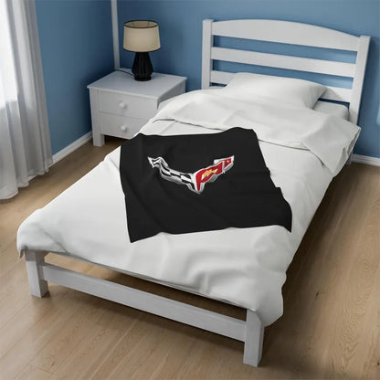 Corvette Blanket, C8 Corvette Gifts, Car Enthusist , Soft Blanket, Corvette Logo, Velveteen Blanket, Car Guy Gifts, Corvette Accessory