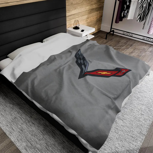 Corvette Blanket, C7 Corvette Gifts, Car Enthusist, Soft Blanket, Corvette Logo, Velveteen Blanket, Car Guy Gifts, Corvette Accessory