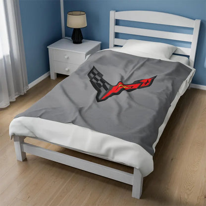 Corvette Blanket, C8 Corvette Gifts, Car Enthusist , Soft Blanket, Corvette Logo, Velveteen Blanket, Car Guy Gifts, Corvette Accessory