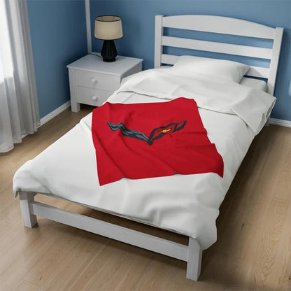 Corvette Blanket, C7 Corvette Gifts, Car Enthusist, Soft Blanket, Corvette Logo , Velveteen Blanket, Car Guy Gifts, Corvette Accessory