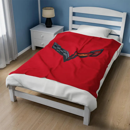 Corvette Blanket, C7 Corvette Gifts, Car Enthusist, Soft Blanket, Corvette Logo , Velveteen Blanket, Car Guy Gifts, Corvette Accessory