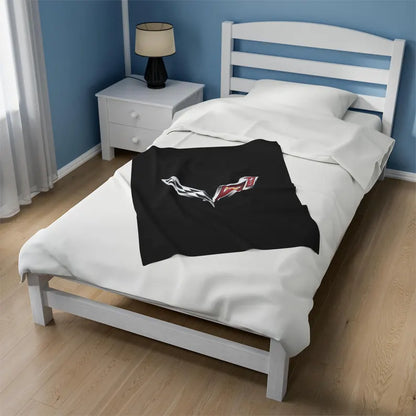 Corvette Blanket, C7 Corvette Gifts, Car Enthusist , Soft Blanket, Corvette Logo, Velveteen Blanket, Car Guy Gifts, Corvette Accessory
