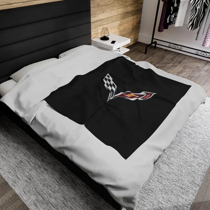 Corvette Blanket, C7 Corvette Gifts, Car Enthusist , Soft Blanket, Corvette Logo, Velveteen Blanket, Car Guy Gifts, Corvette Accessory