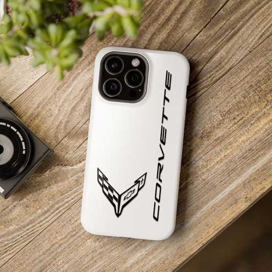 Corvette C8 iPhone Case - Corvette Samsung Phone Case - Cell Phone Case - Impact Resistant - Rubber Liner - Matte or Glossy- White Case