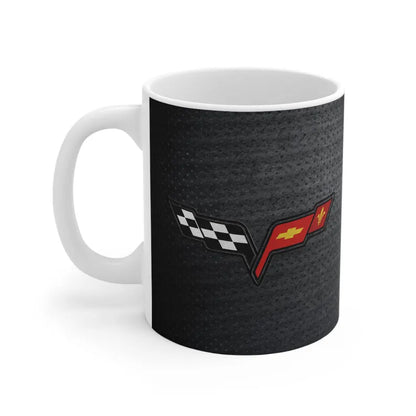 Corvette Coffee Mug - Corvette Ceramic Mug - 11oz. Coffee Mug - Chevy Corvette Mug - Microwave-Safe - Gift for Car Enthusiasts - C6 Logo