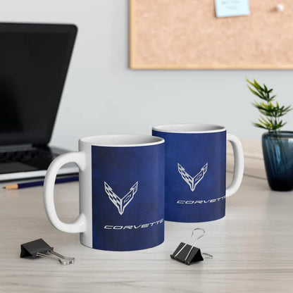 Corvette Coffee Mug - Corvette Ceramic Mug - 11oz. Coffee Mug - Chevy Corvette Mug - Microwave-Safe - Gift for Car Enthusiasts - C8 Logo