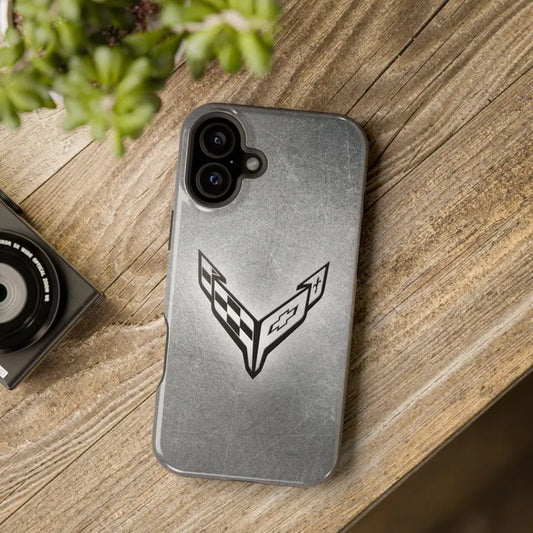 Corvette iPhone Case - Corvette Samsung Phone Case - Cell Phone Case - Impact Resistant - Rubber Liner - Matte or Glossy - C8 Logo